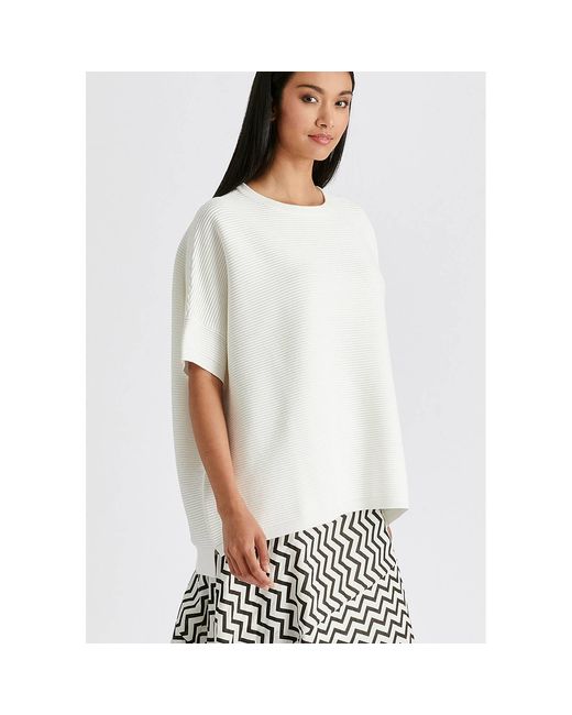 Paisie White Short Sleeve Ribbed Jumper