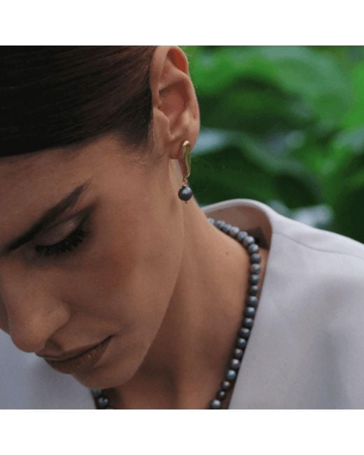 LINYA JEWELLERY Metallic Gera Pearl Dangle Earrings