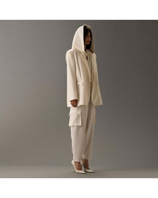 Vestiaire d'un Oiseau Libre White Wool Pocket Trousers