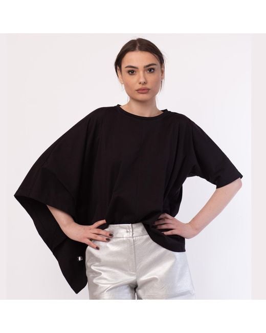 Silvia Serban Black Asymmetrical Jersey Top
