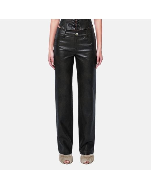 OW Collection Black Bella Faux Leather Pants