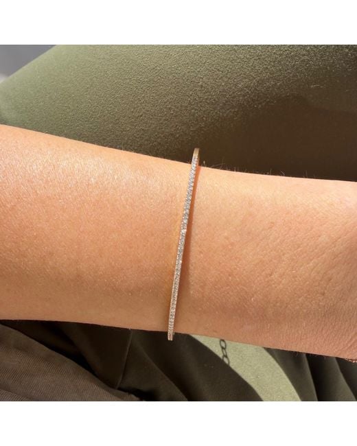 Ecce | Artisan Diamonds Metallic 14K Solid Thin Diamond Tennis Bangle Bracelet
