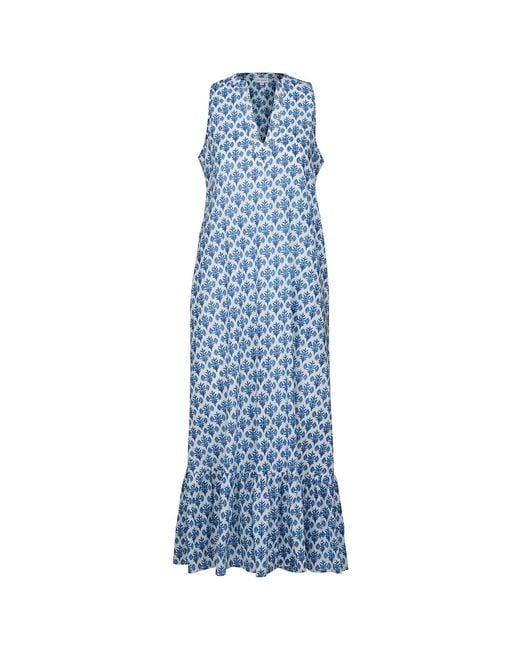 At Last Blue Cotton Lombock Midi Dress