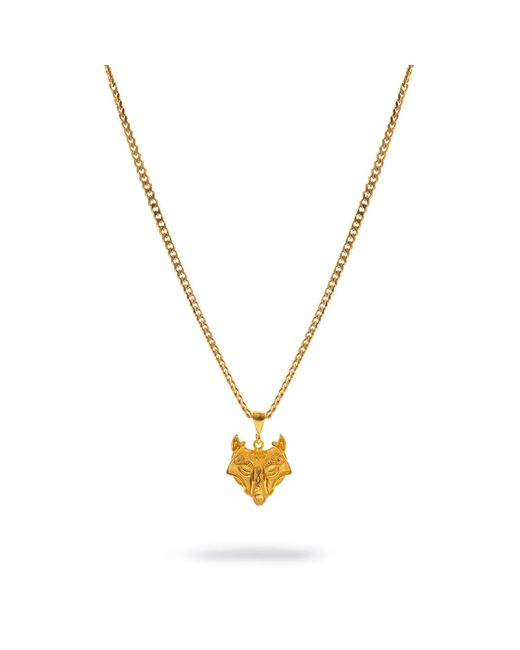 Ebru Jewelry Metallic Golden Wolf Spirit Necklace for men