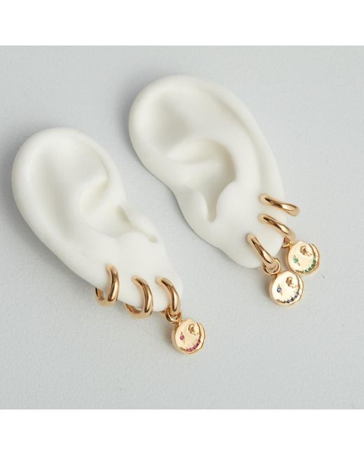 Kasun Metallic Smile Hoop Earrings – June – Moonstone – Plated