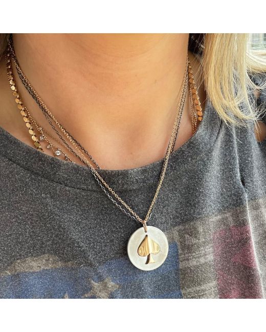 Ecce | Artisan Diamonds Metallic 14K Solid Queen Of Spades Necklace