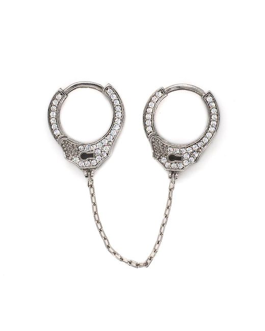 Ebru Jewelry White Sterling & Diamond Handcuff Design Earring
