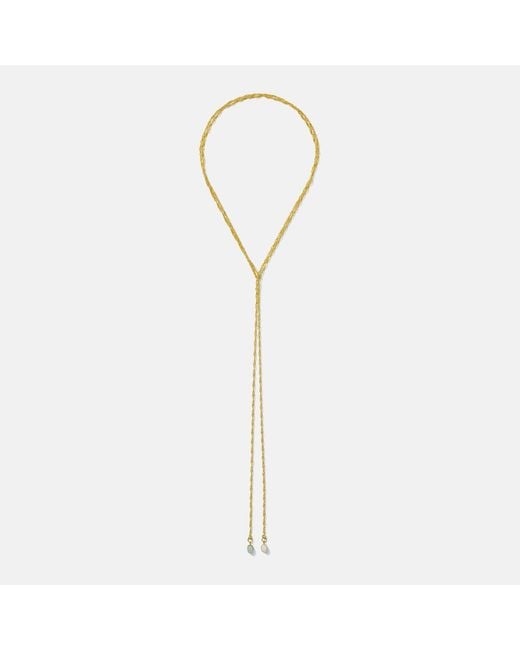 Alexie of Athens Metallic Fira Rose Quartz & Averturine Stone Tie Lariat