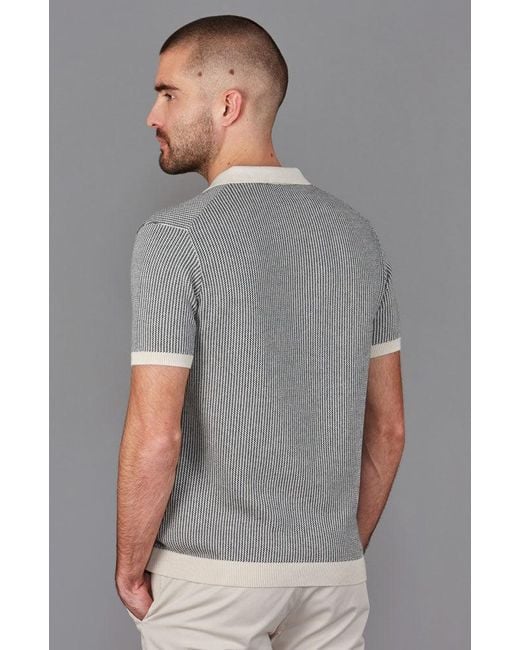 Paul James Knitwear Gray Mens Lightweight Cotton Gallo Fishermans Buttonless Polo Shirt for men