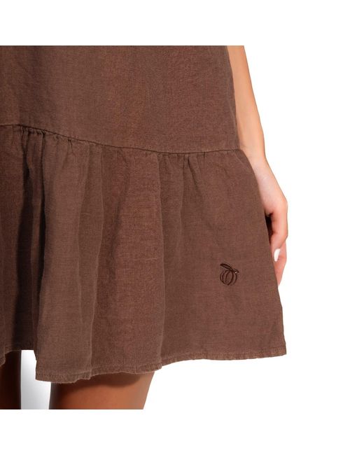 Maison Tangerine Brown Linen Dress Tobacco For