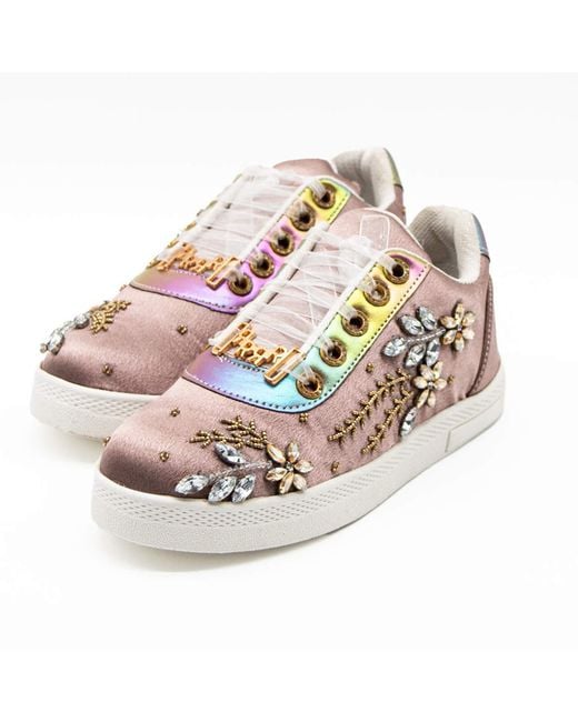 Rettrose Pink Adalynn Luxury Mauve Satin Handmade Embellished Tennis Shoe