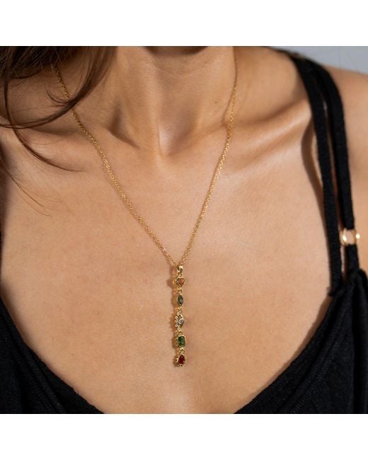 Ebru Jewelry Metallic Mystic Guardian Heart & Evil Eye Y-Drop Necklace