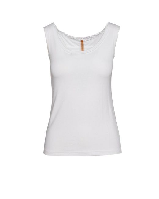 Conquista White Raw Edge Detail Fashion Top