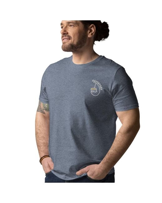 Anchor and Crew Blue Heather Gustatory Coffee Alchemist Organic Cotton Embroidered T-Shirt for men
