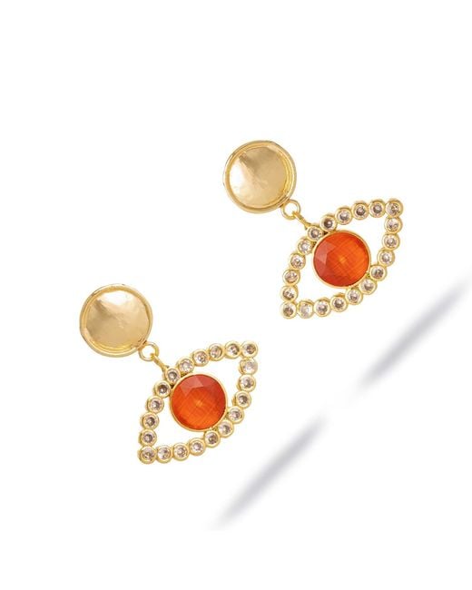 Ebru Jewelry Metallic Crimson Flame Eye Earrings