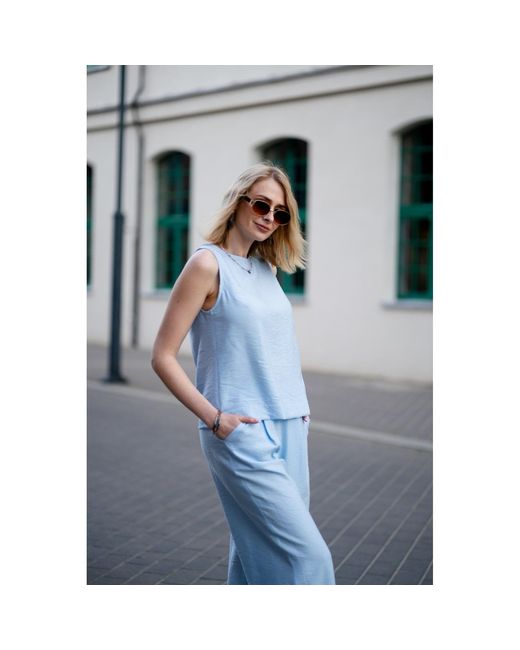 Oh!Zuza Blue Echo Wide-Leg Viscose Trousers – Light