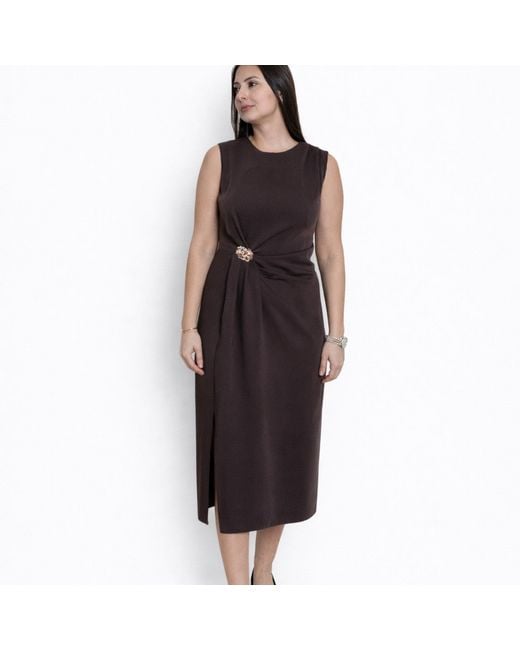 Nuvv Collection Purple Elegant Draped Midi Dress With Detail