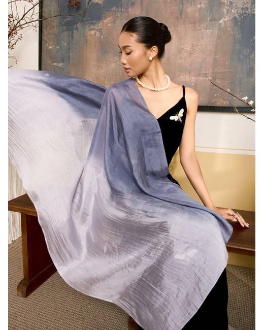 Silk and Bears Purple Ombre Silk Scarf – Hand-Dyed Mulberry Silk Shawl, Lightweight Elegant Wrap