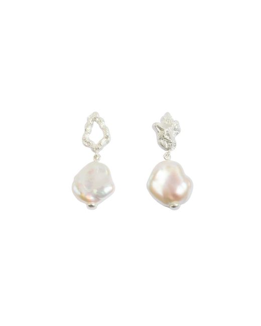 Claire Hill Designs Metallic Pearl Lichen Drop Earrings