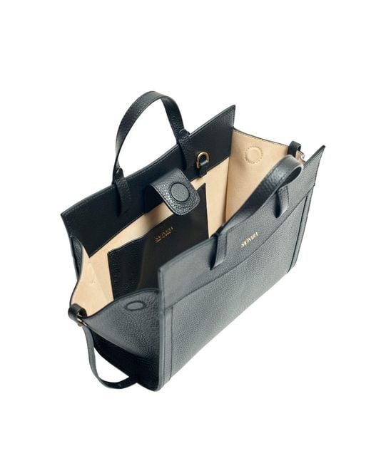 Saonara Brand Black Mini Shopping Bag Leather