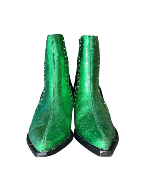 Any Old Iron Green The Lightning Leather Boots