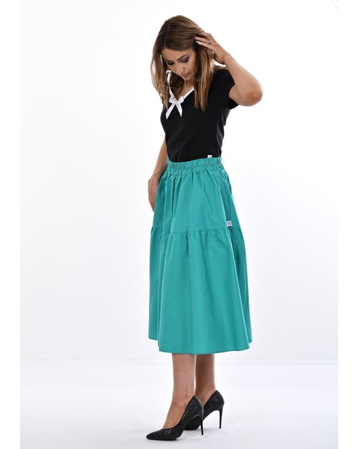 Frock Tales Blue Tahiti Midi Skirt With Pockets