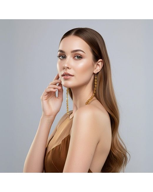 Jaredjamin Metallic Amber Building Block Drop Earrings