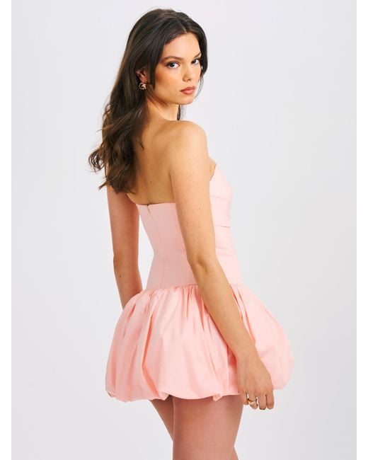 Miss Circle New York Pink Oletta Corset Strapless Bubble Hem Mini Dress