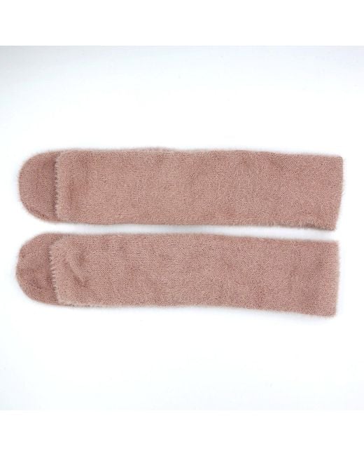 Maison Bogomil Pink Long Feather-Knit Socks