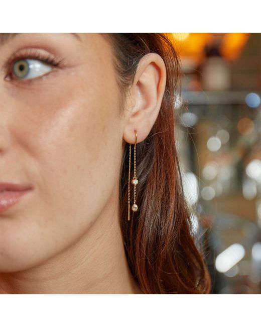 Augustine Jewels Metallic Delicate Diamond Threader Earrings