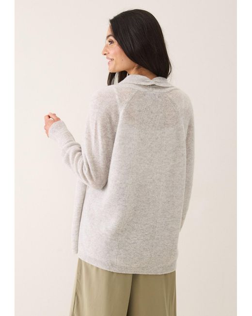 Loop Cashmere White Relaxed Edge To Edge Cardigan