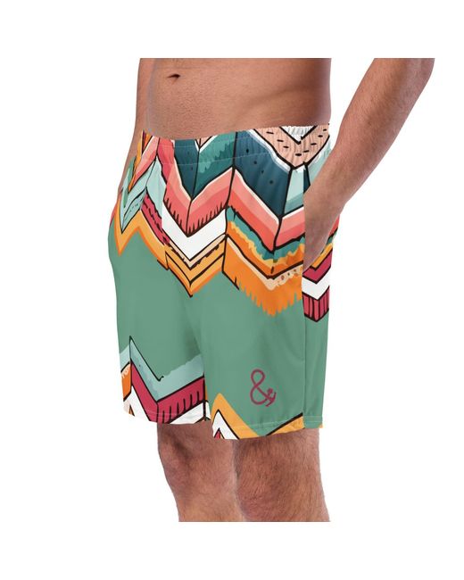 Anchor and Crew Blue Vibrant Motif Pattern Recycled Fabric Swim Shorts for men