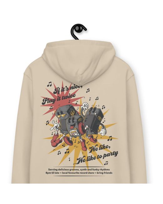Anchor and Crew Natural Neutrals Desert Dust If It's Nice Play It Twice Disco! Organic Cotton Embroidered Heavyweight Hoodie