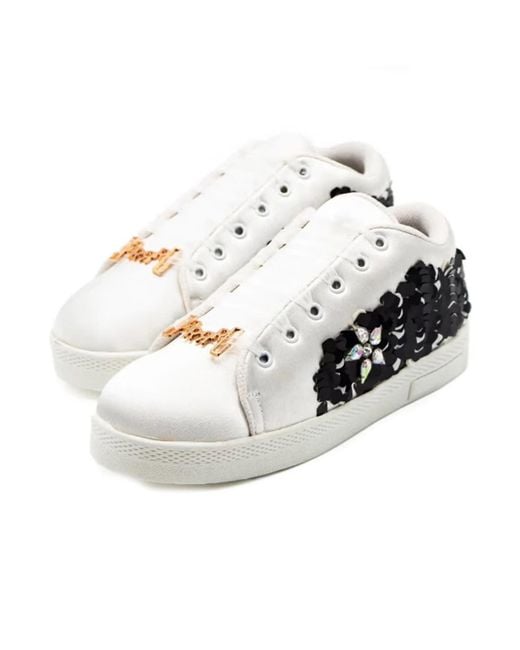 Rettrose Black Ainhoa Luxury Satin Handmade Embellished Tennis Shoe