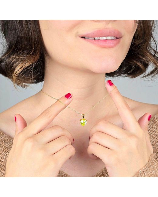 Harfi Yellow Peridot August Birthstone Love Heart Pendant Necklace