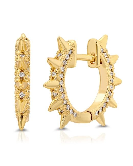 Glamrocks Jewelry Metallic Sunbeam Spike Huggie Hoops