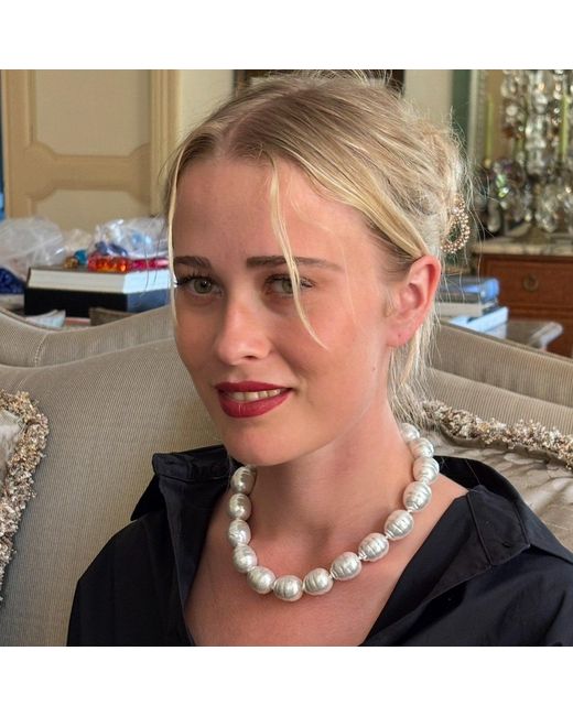 Michael Nash Jewelry Metallic Neutrals Marion Glass Baroque Pearl 20Mm Necklace