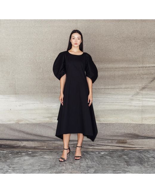 Bianca Popp Black Puff Dress With Flaps