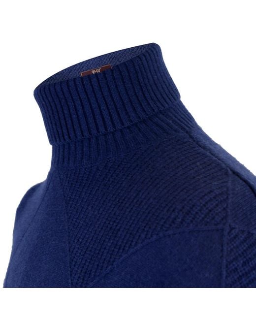 DAVID WEJ Blue Will Roll Neck Jumper for men
