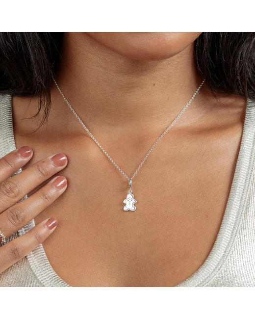 Lily Charmed Metallic Sterling Gingerbread Biscuit Charm Necklace