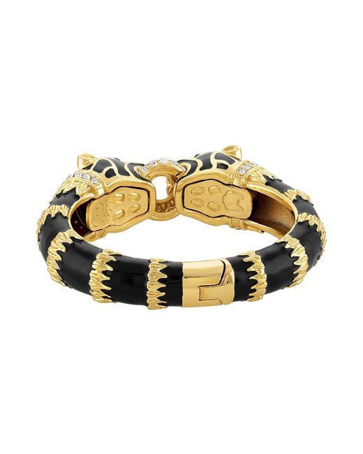 Laura Gray Metallic Enamel Double Panther Bracelet