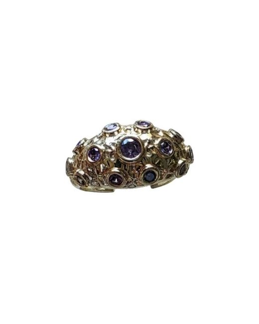 Silver & Elegant Co. Black Amethyst Stardust Minimalist Adjustable Ring