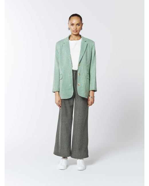 Sour Figs Green Single Breasted Checked Tweed Blazer