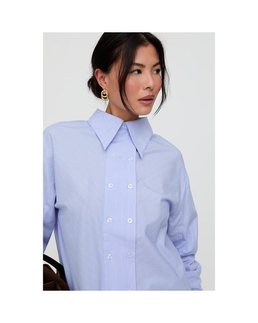 Lily and Lionel Blue Dapper Double Placket Stripe Shirt
