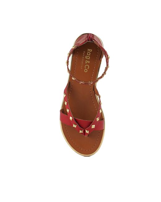 Rag Co Emmeth Studs Embellished Flat Gladiator Sandals in Red Lyst UK