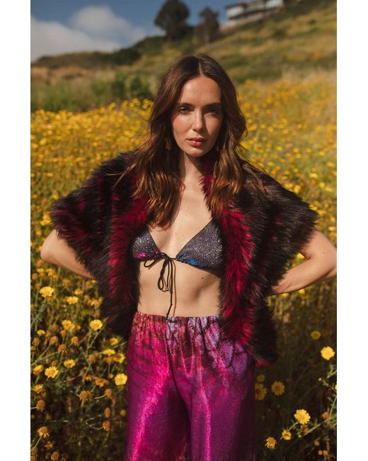 Jennafer Grace Red Sangre Faux Fur Shawl