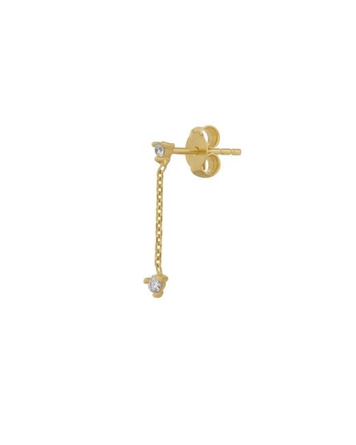 Spero London Metallic Fine Double Diamond Drop Single Earring 14Ct Solid