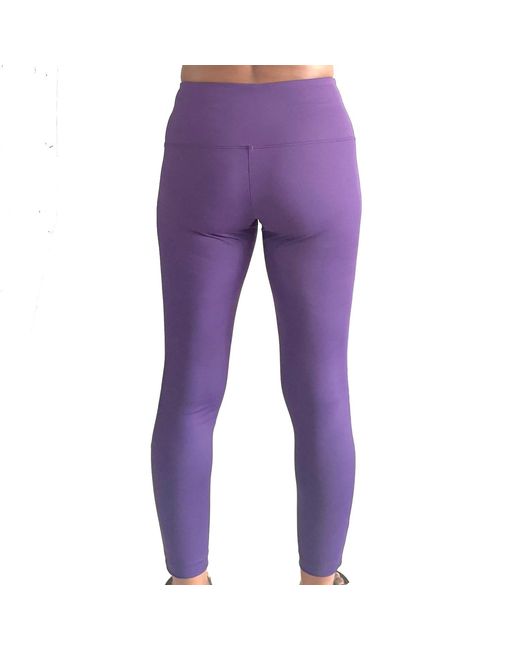 Brasini Swimwear Purple High Waisted Leggings Above Ankle Length