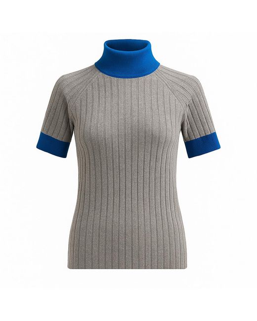 BEIRA Gray Astrid Merino And Cashmere ¾-Sleeve Luxury Knitwear Turtle Neck Top