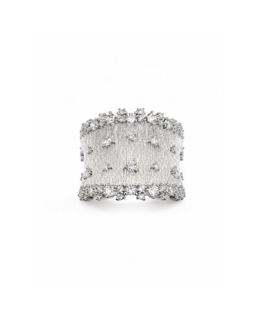Nuvv Collection White Adjustable Crystal Cuff Ring – Statement Ring